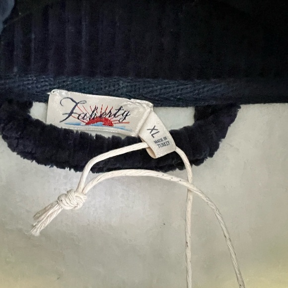 NWT Faherty Cream White and Navy Cord Mix Fleece Popover, Outdoor Sz - XL - Picture 4 of 16